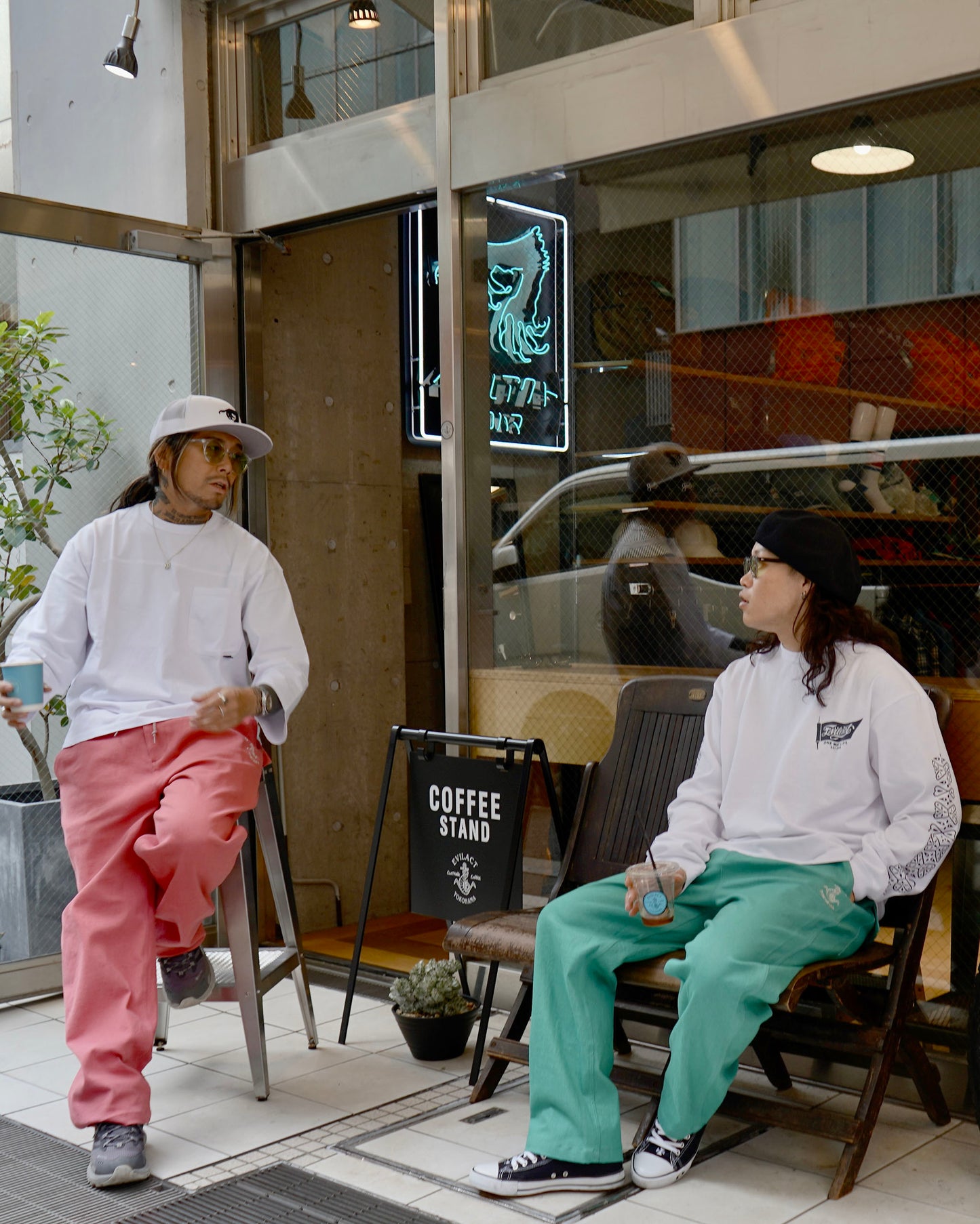 EVILACT Factory Denim Easy Pants pink