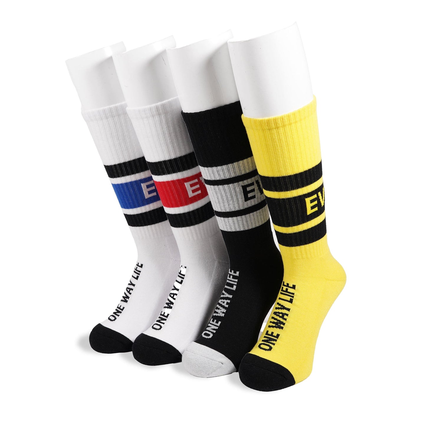 LINE SOCKS white x blue