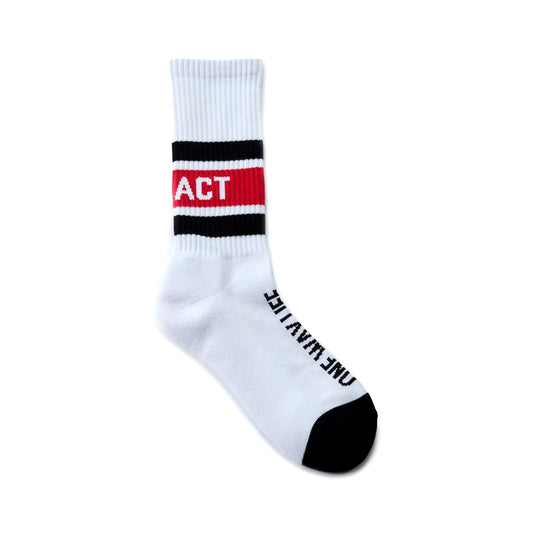 LINE SOCKS white x red