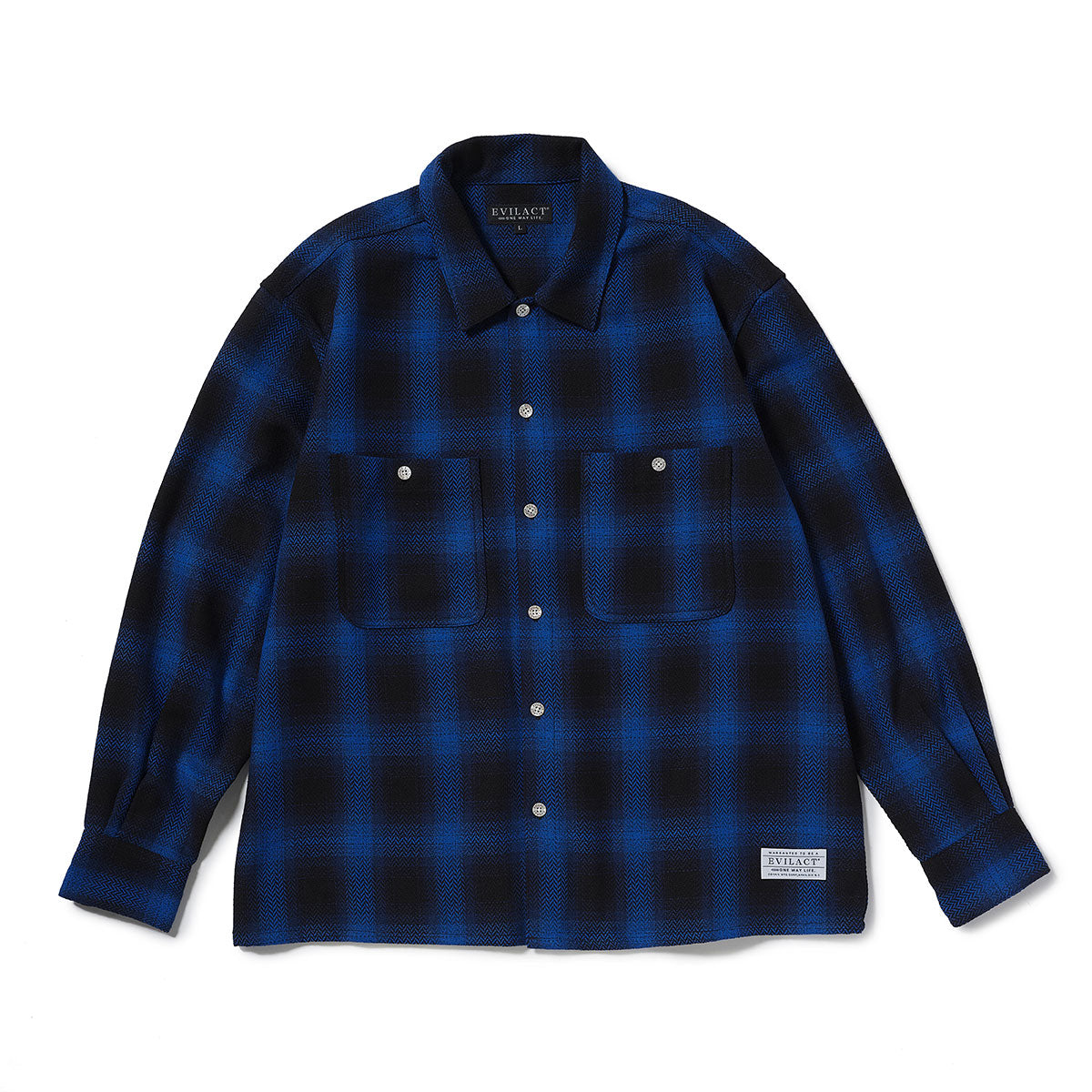 EVILACT CHECK-261 LS blue Lサイズ EVILACT CHECK-261 LS navy check | EVILACT (イーブルアクト