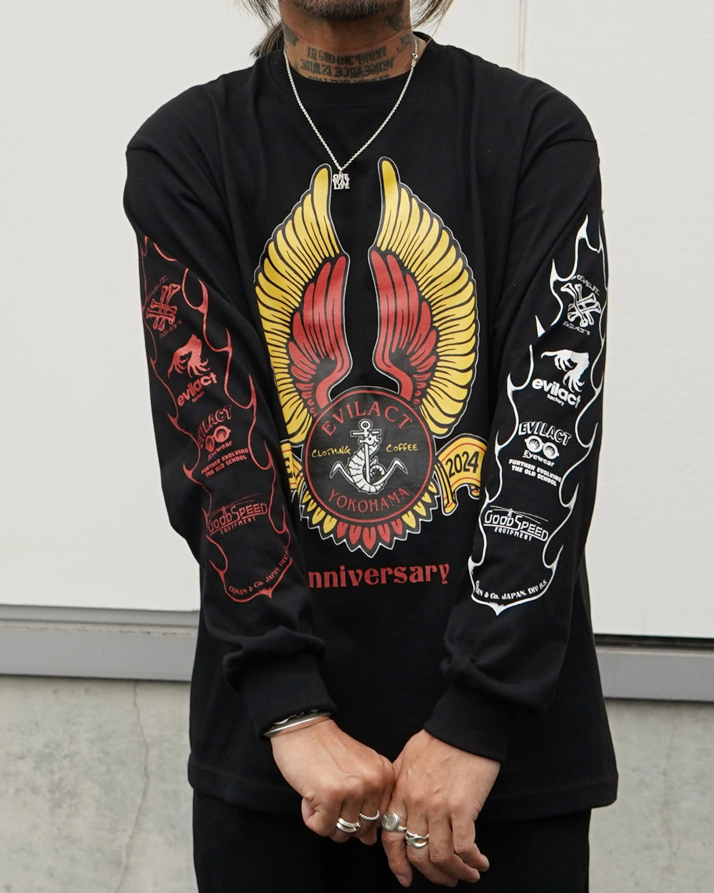 EVILACT YOKOHAMA 1st Anniv. T's L/S white x blue