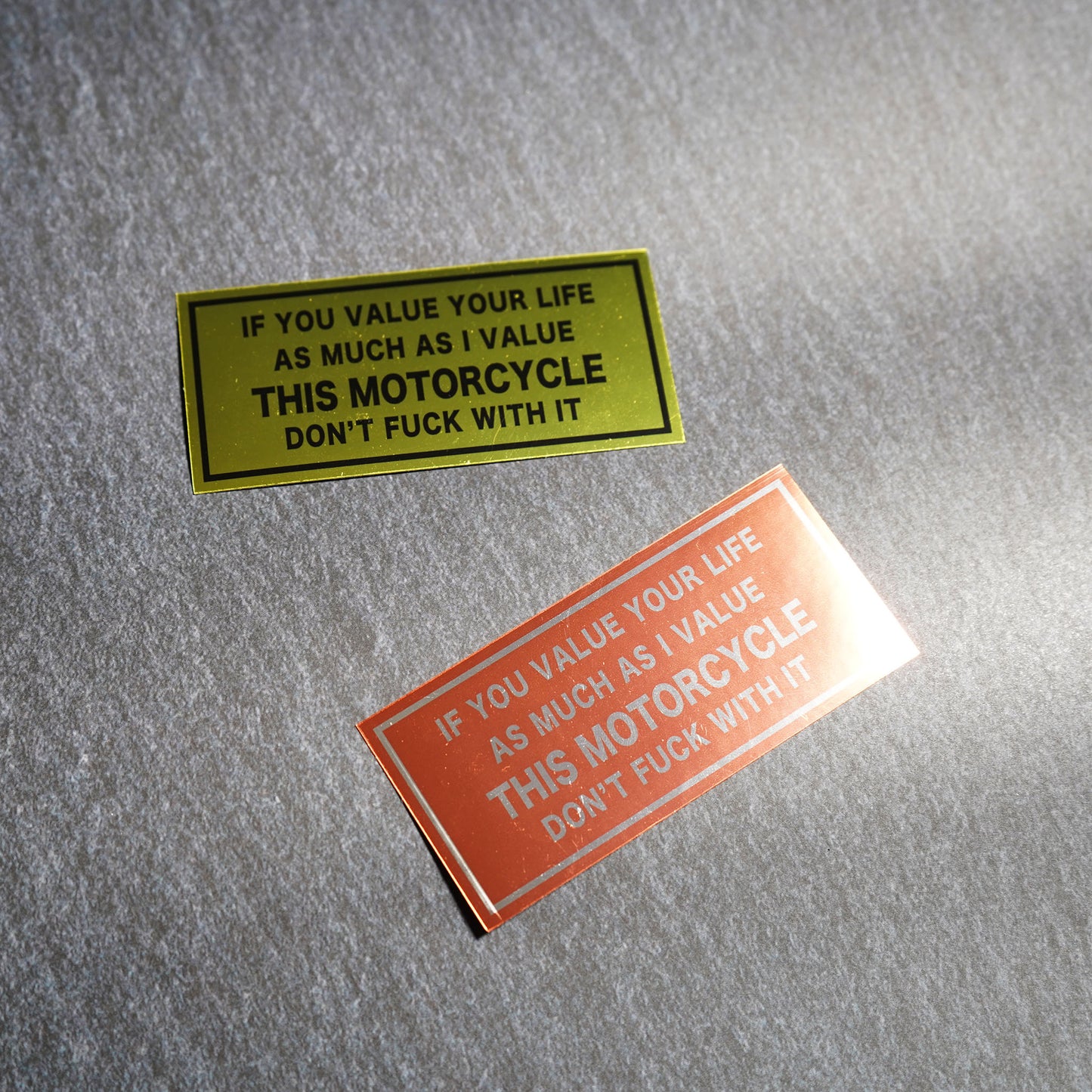 DON'T... THIS MOTORCYCLE sticker metallic mirror (orange / yellow)