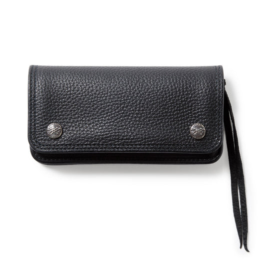 EVILACT x AWAKE LONG LEATHER WALLET-cross bone button-