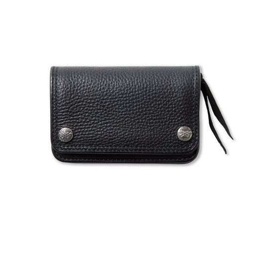 EVILACT x AWAKE MID LEATHER WALLET-cross bone button-