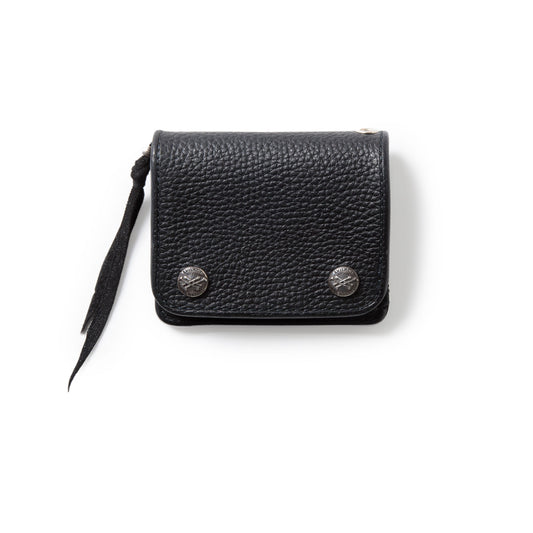 EVILACT x AWAKE SHORT LEATHER WALLET-cross bone button-