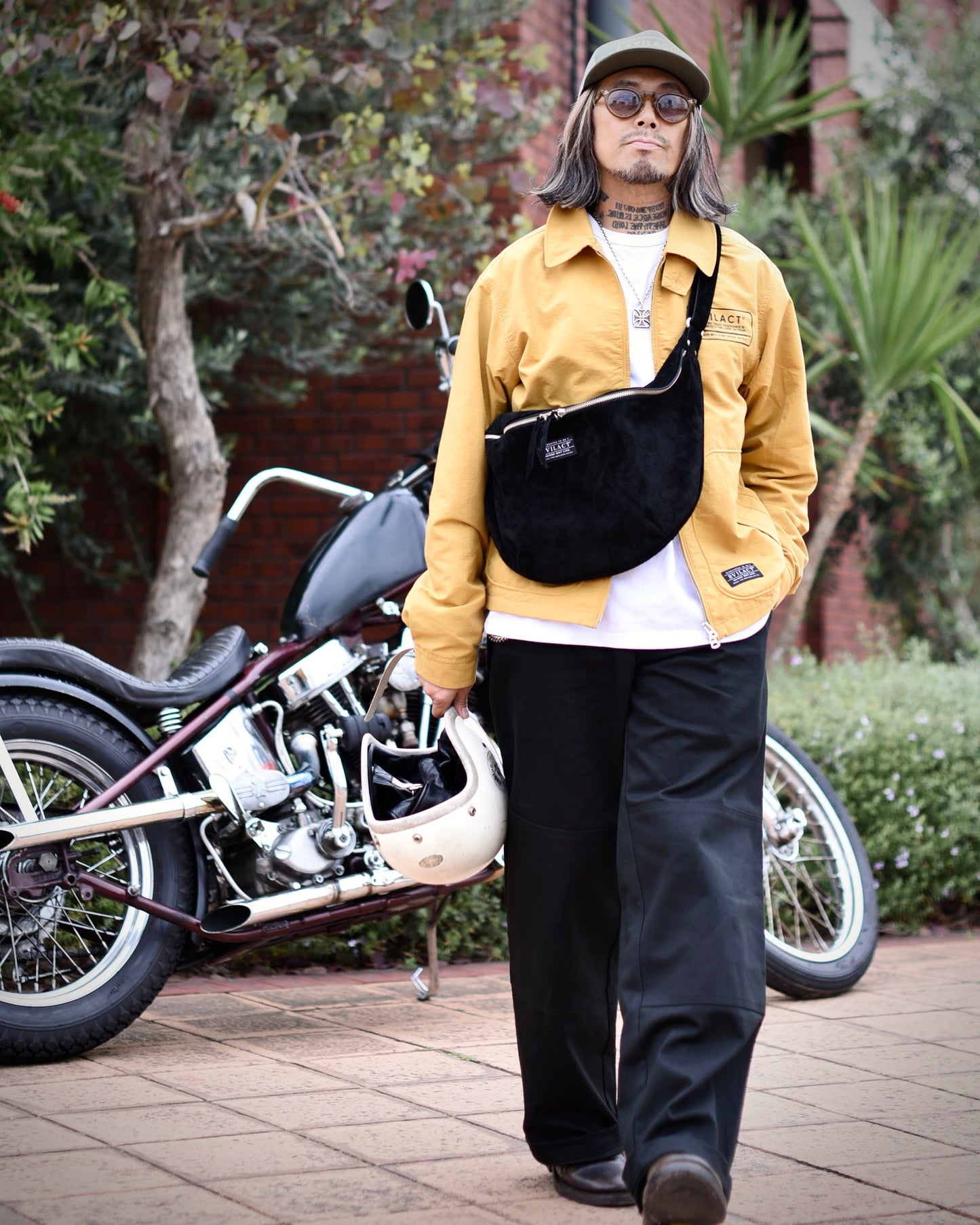 EVILACT LEATHER SHOULDER BAG-L suede black-limited color-