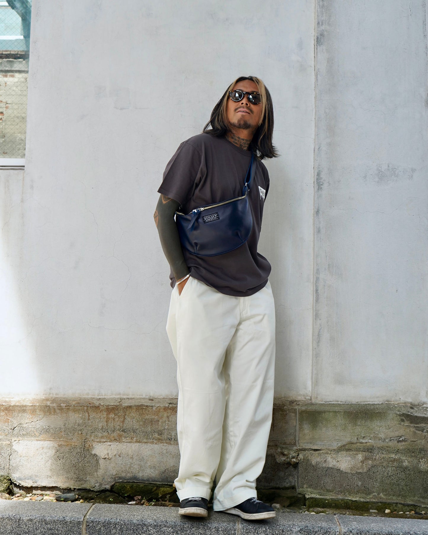 EVILACT LEATHER SHOULDER BAG-S -off white-limited color-