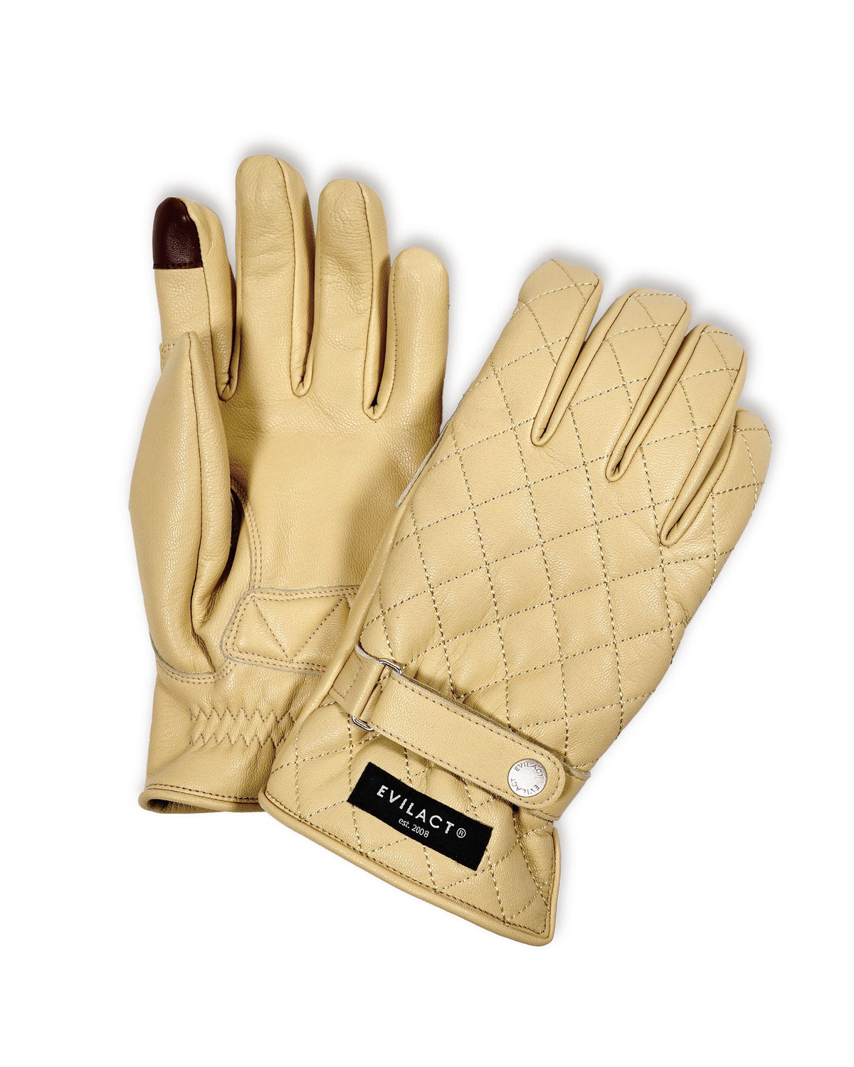 EVILACT DIAMOND STITCH GLOVES ivory