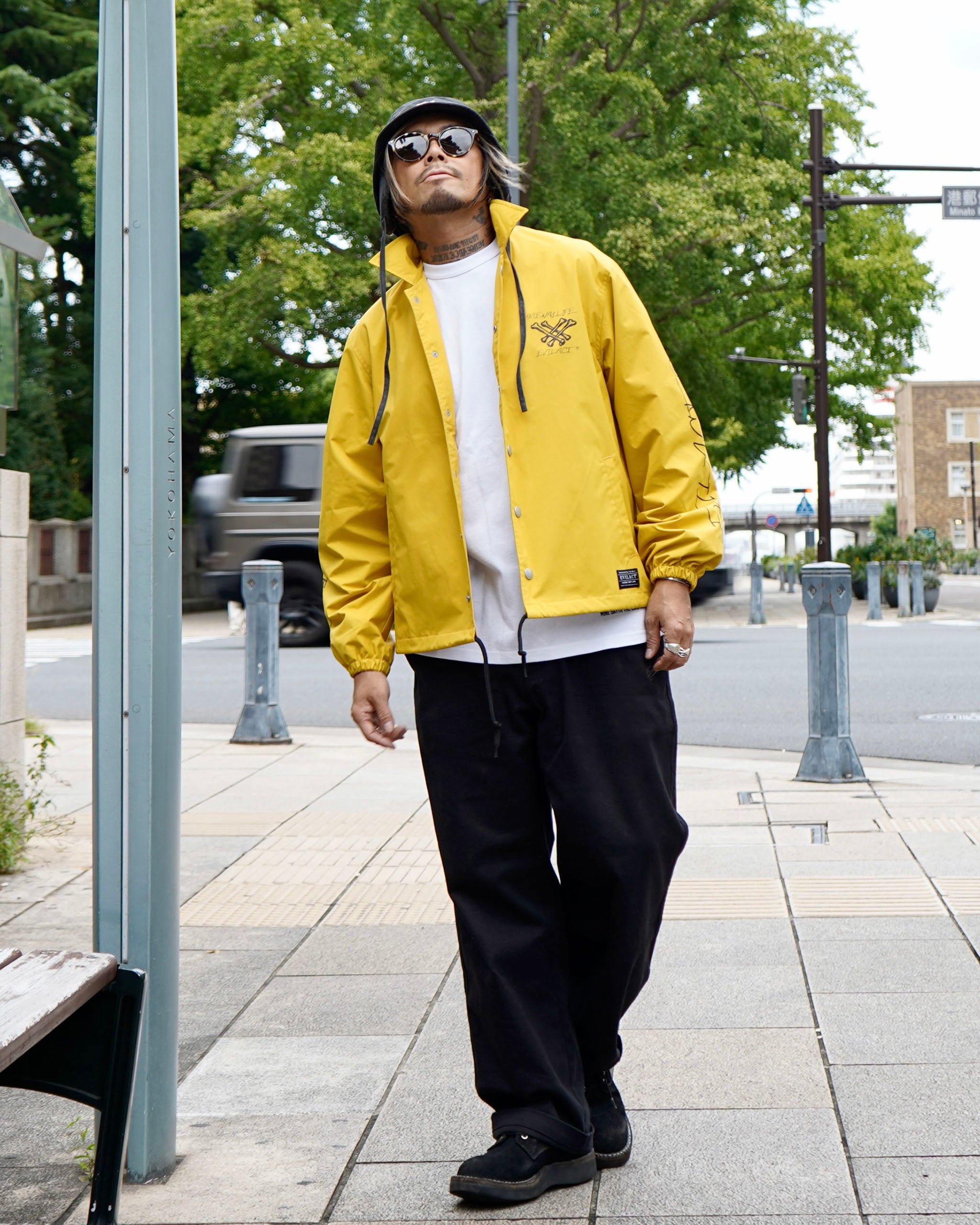EVILACT CROSS BONE WIND BREAKER mustard | EVILACT (イーブルアクト