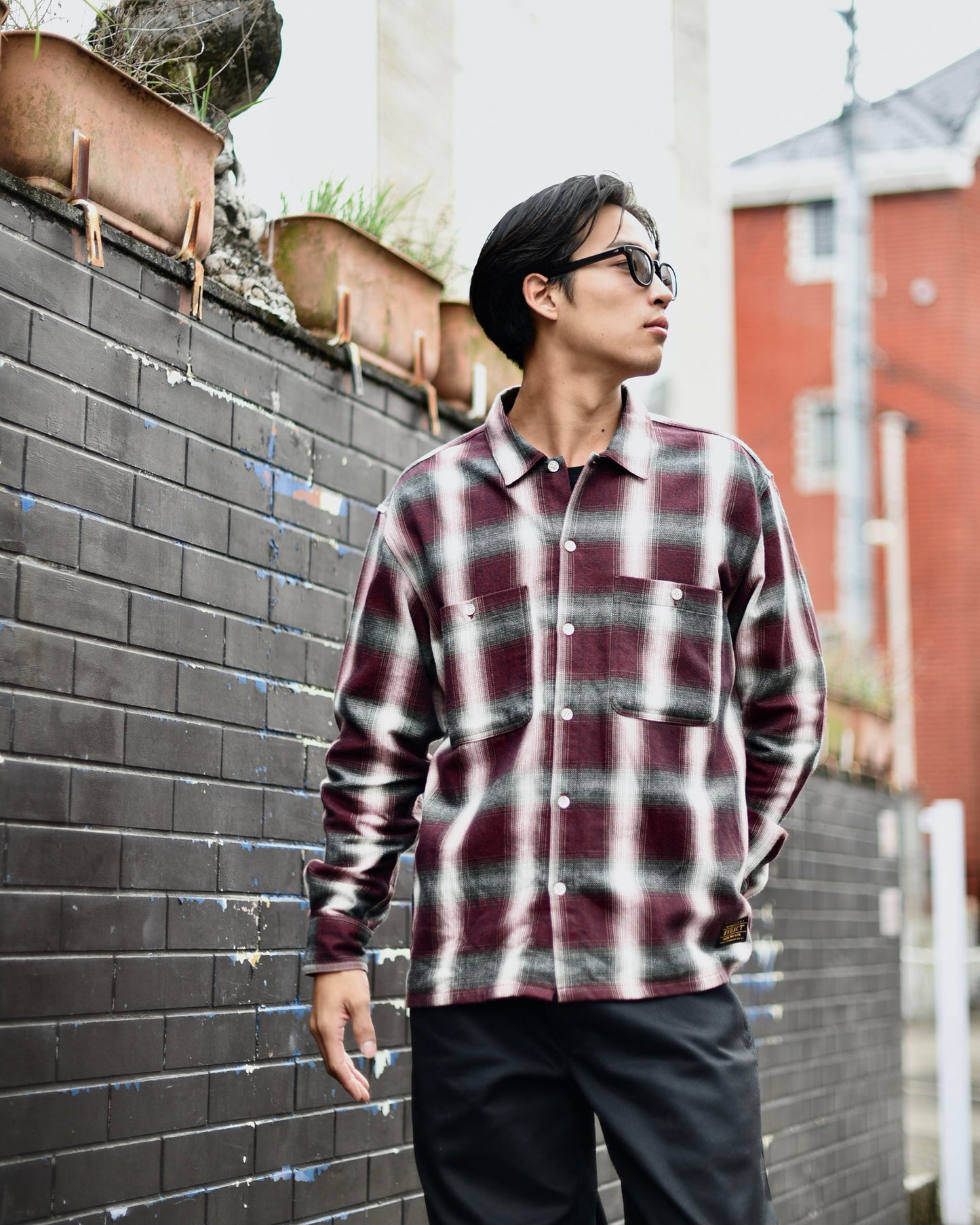 EVILACT CHECK LS burgundy