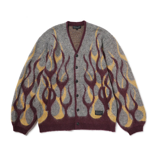 EVILACT FLAMES MOHAIR CARDIGAN Burgundy