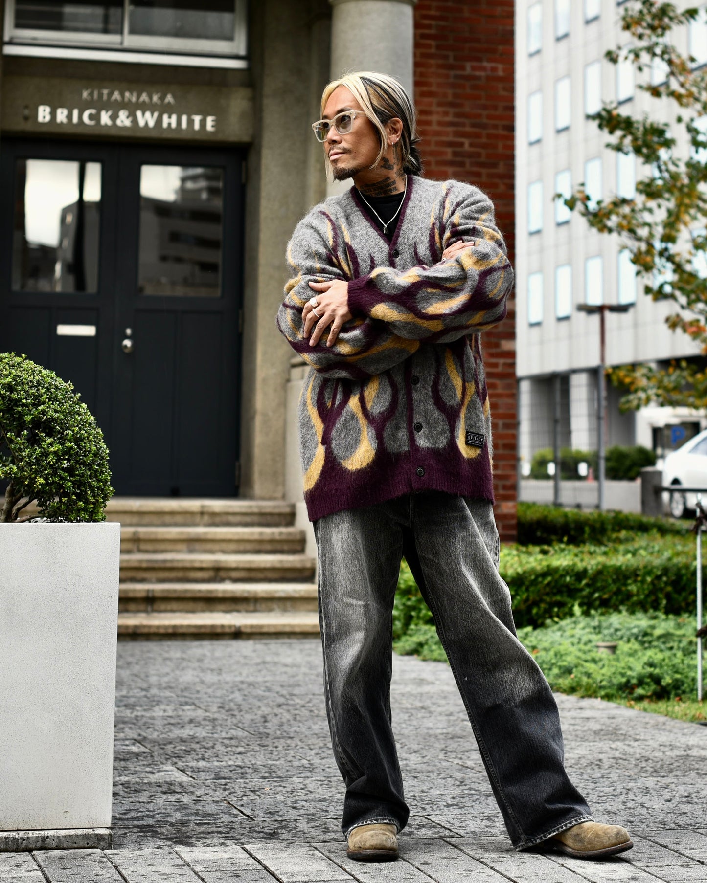 EVILACT FLAMES MOHAIR CARDIGAN black