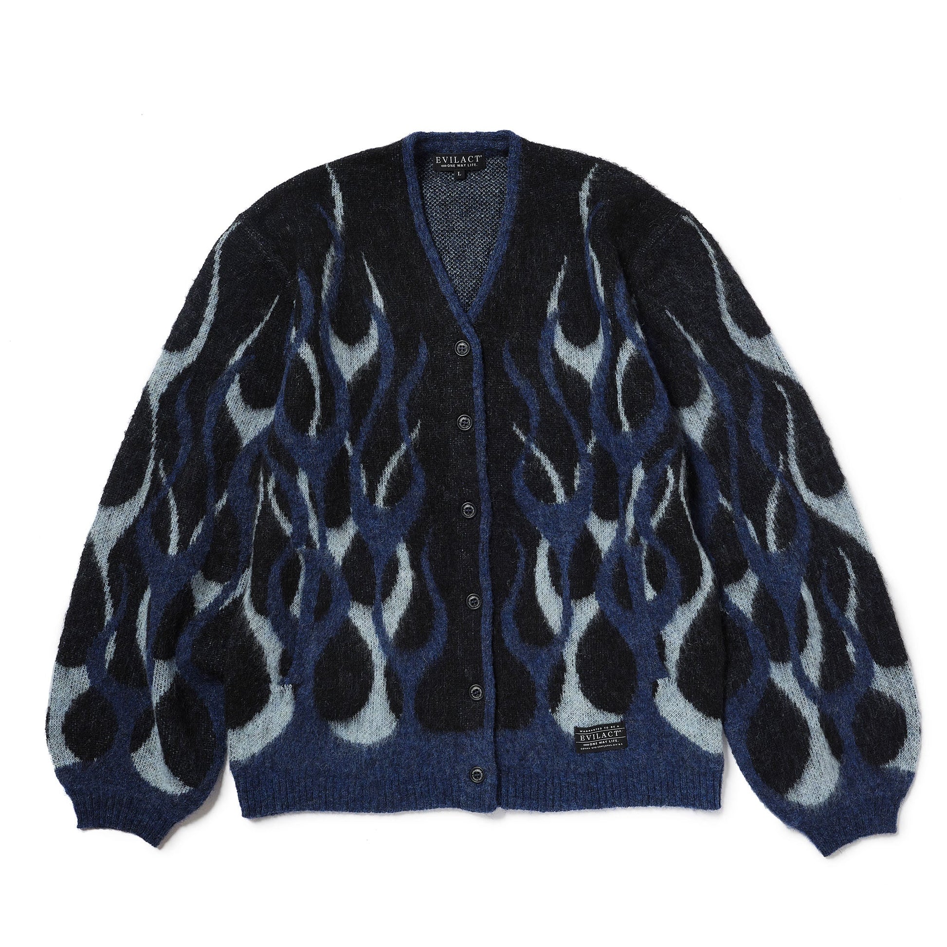 EVILACT FLAMES MOHAIR CARDIGAN blue