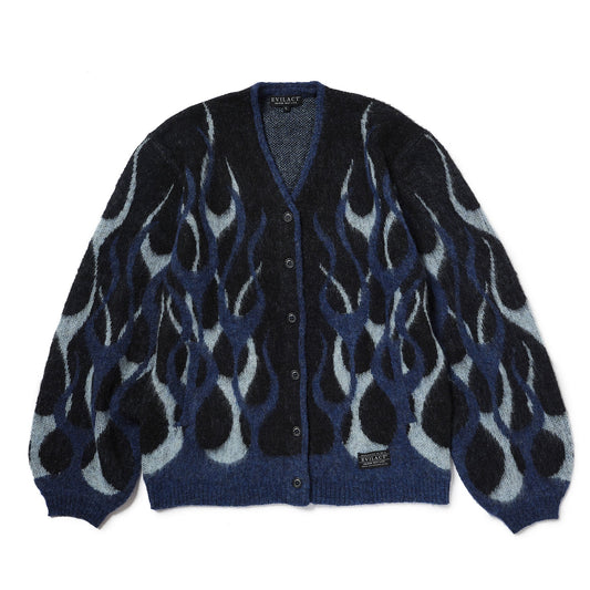 EVILACT FLAMES MOHAIR CARDIGAN blue