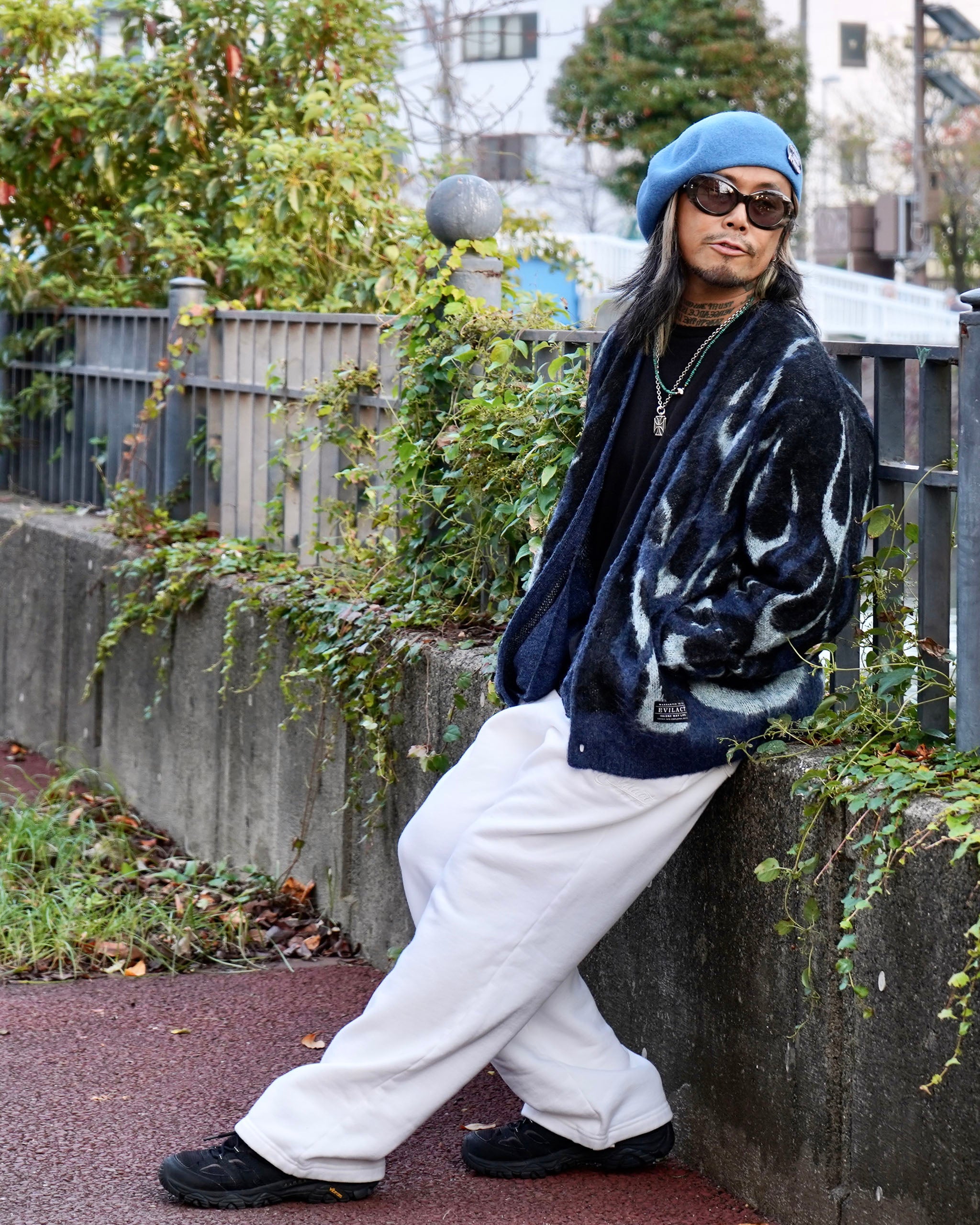 EVILACT FLAMES MOHAIR CARDIGAN burgundy | EVILACT (イーブルアクト