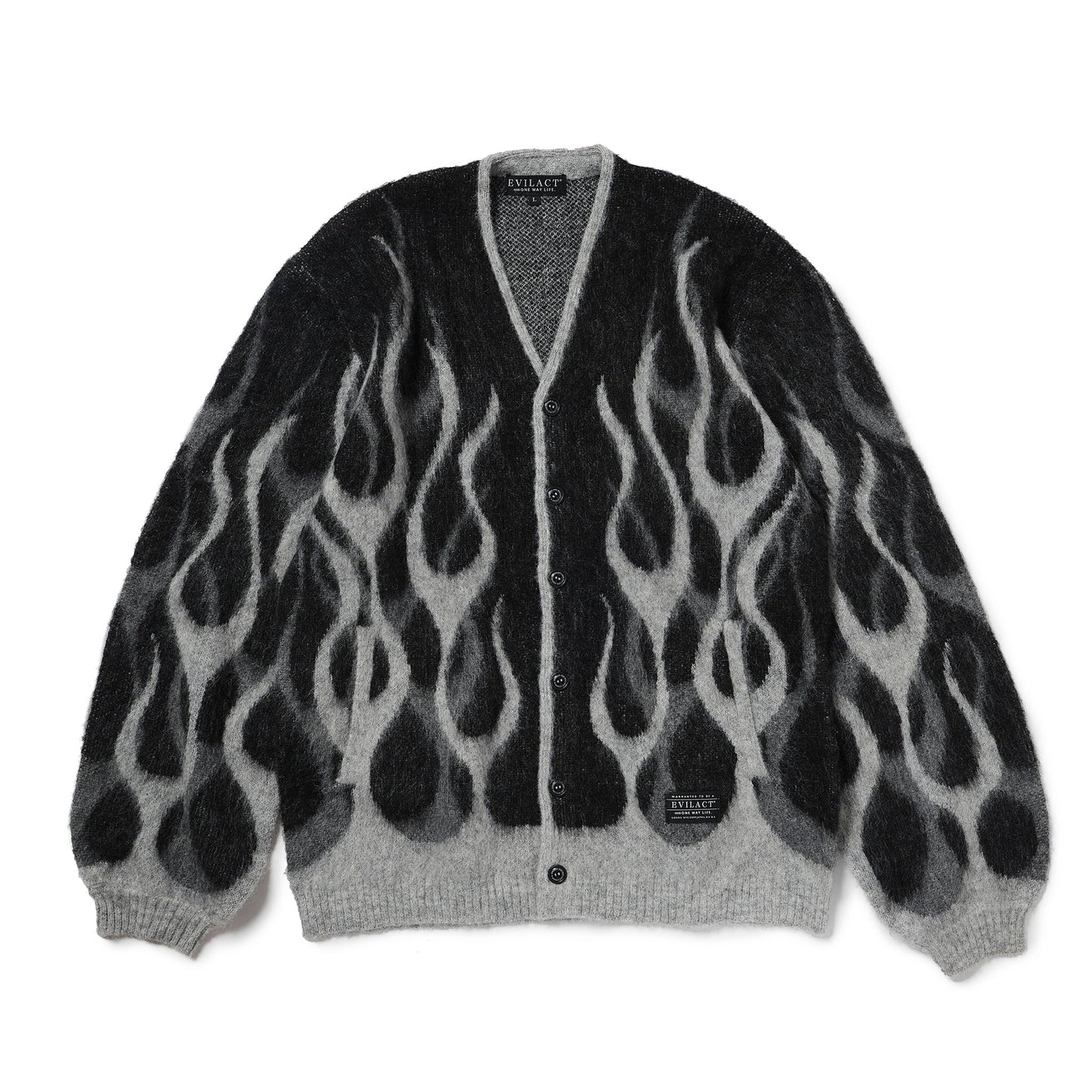 EVILACT FLAMES MOHAIR CARDIGAN Black