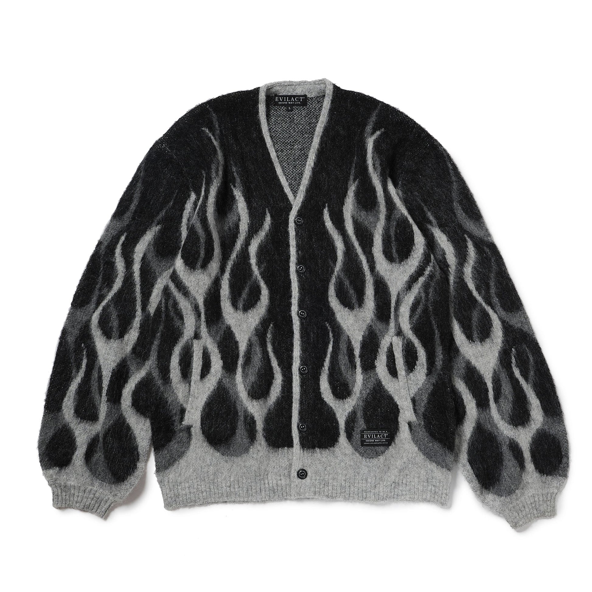 EVILACT FLAMES MOHAIR CARDIGAN Black