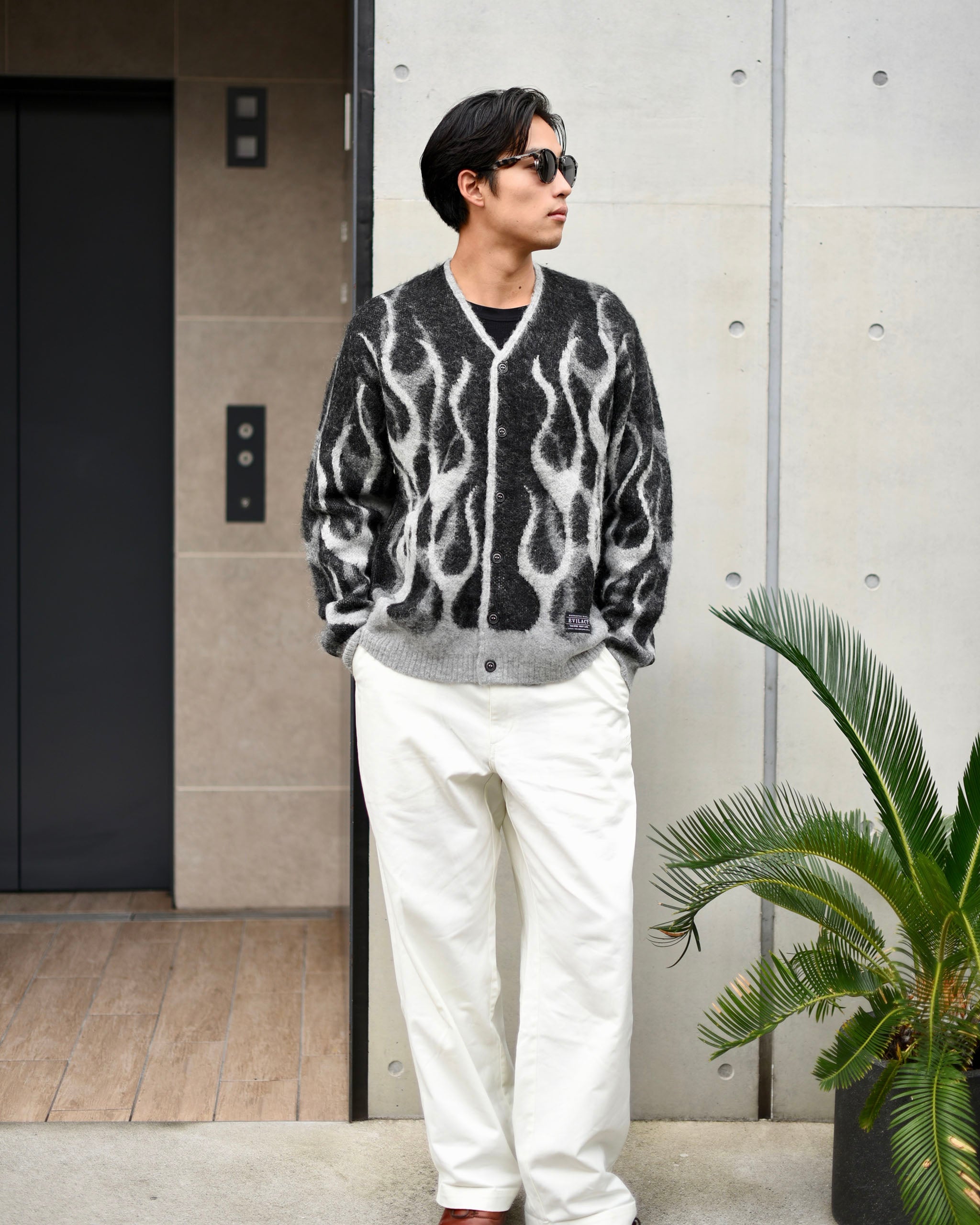 EVILACT FLAMES MOHAIR CARDIGAN burgundy | EVILACT (イーブルアクト