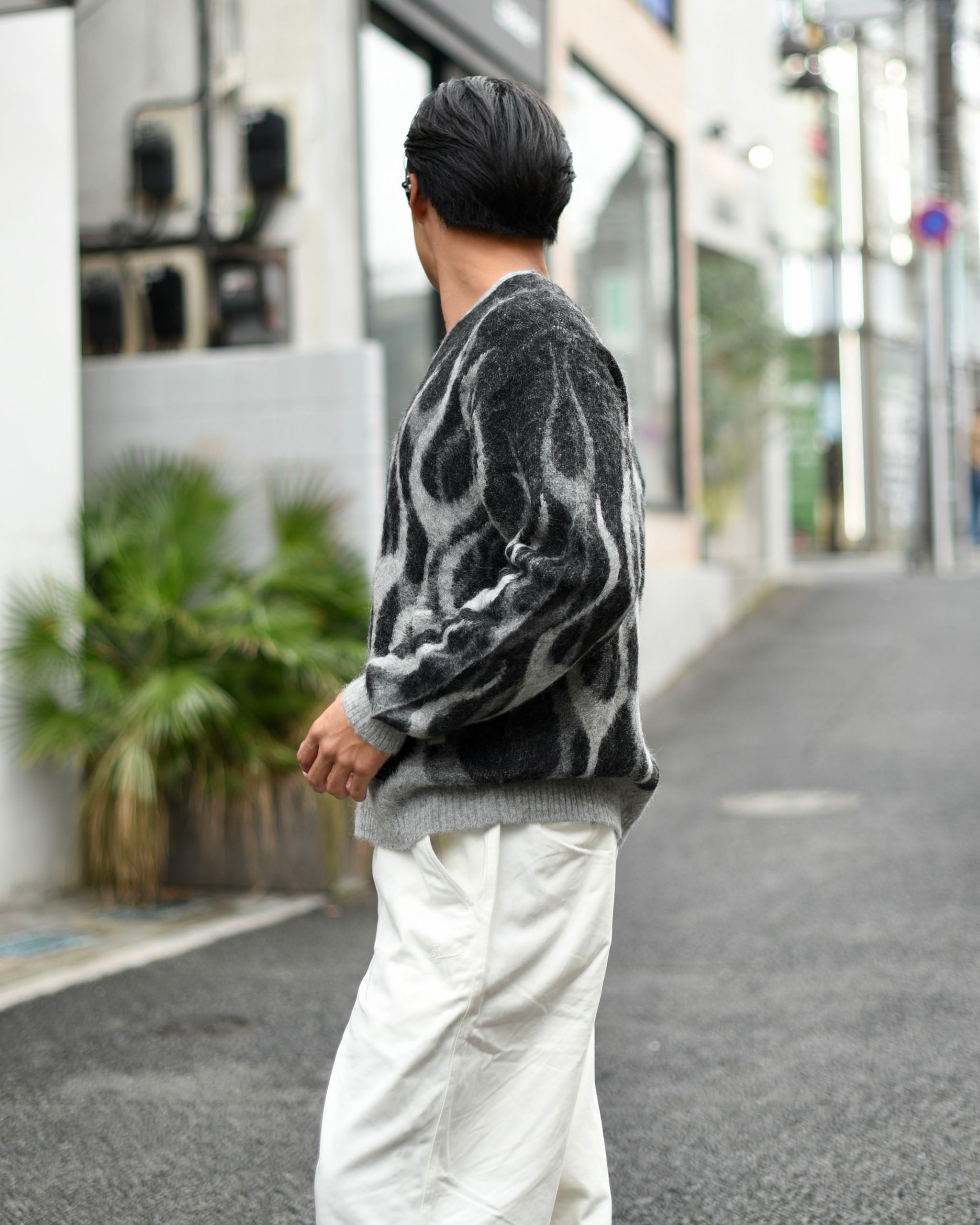 EVILACT FLAMES MOHAIR CARDIGAN burgundy | EVILACT (イーブルアクト