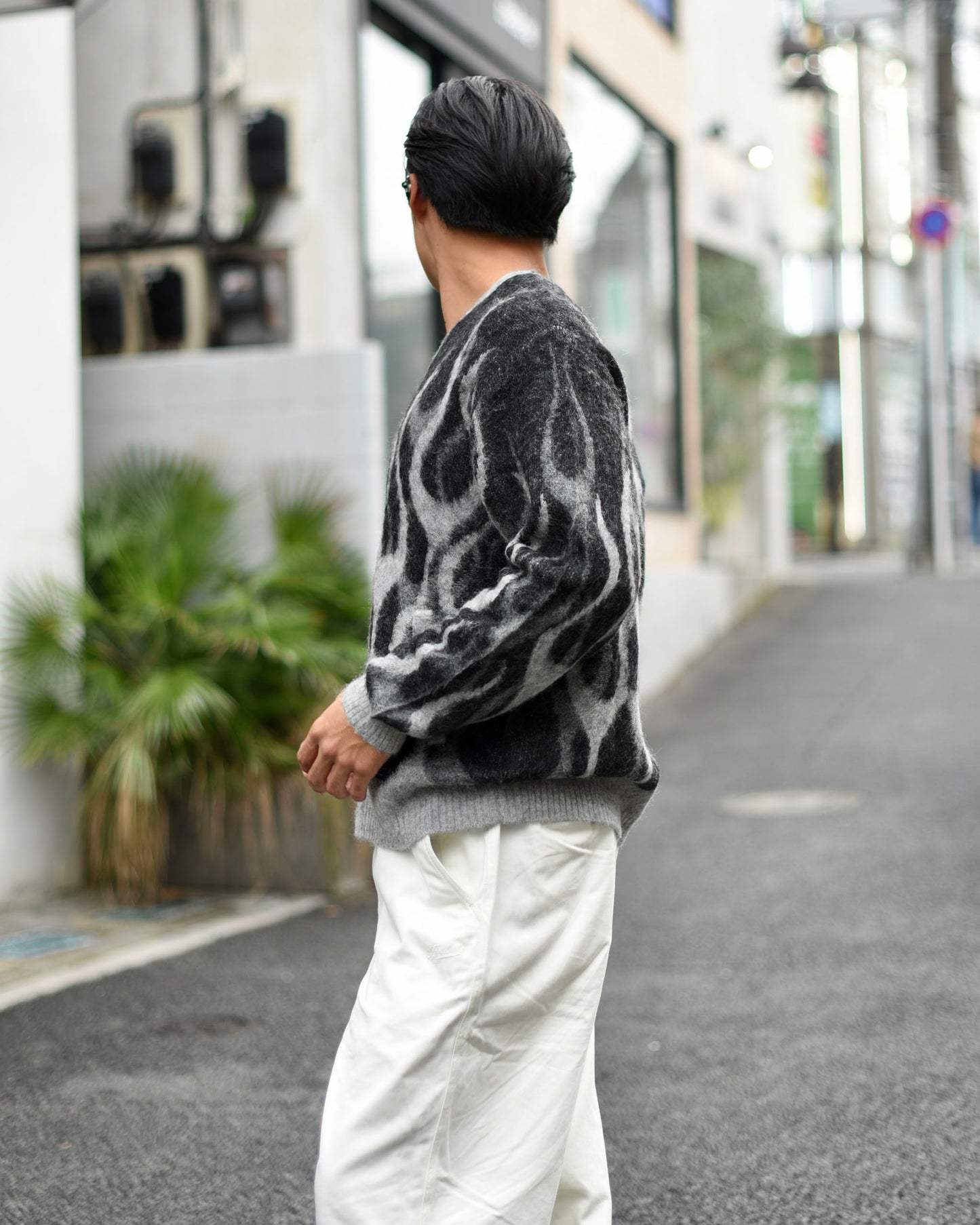 EVILACT FLAMES MOHAIR CARDIGAN black