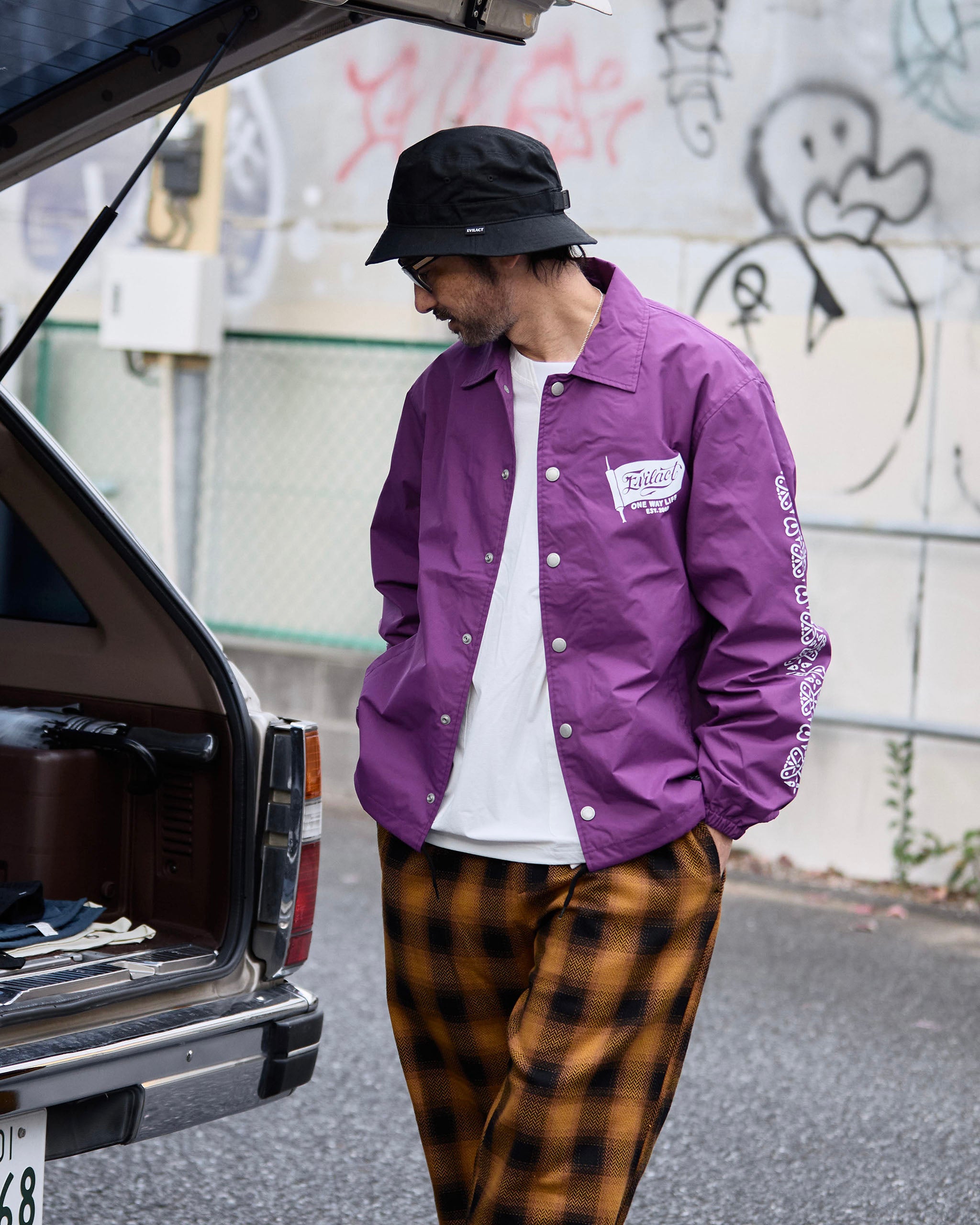 EVILACT BANDANA COACH JKT blue Lサイズ EVILACT BANDANA COACH JKT blue | EVILACT (イーブルアクト）Official