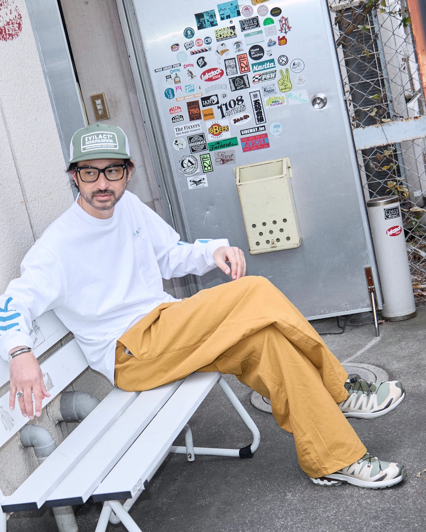 EVILACT BARREL PANTS mustard