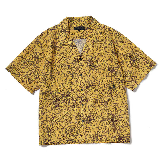EVILACT SPIDERWEB SS SHIRT mustard web