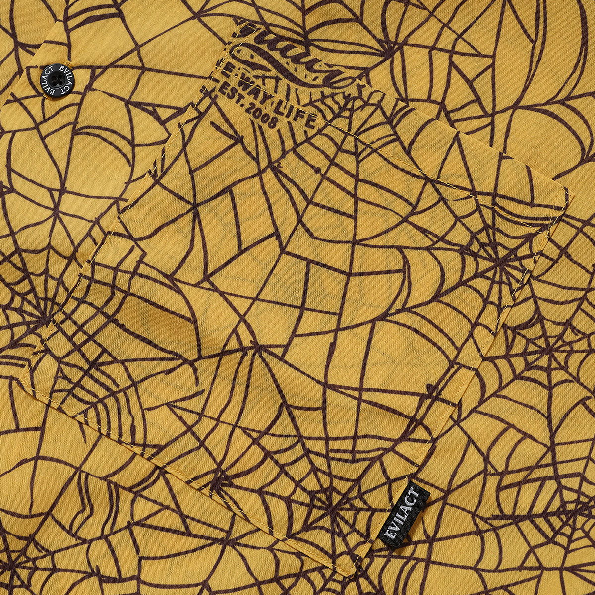 EVILACT SPIDERWEB SS SHIRT mustard web