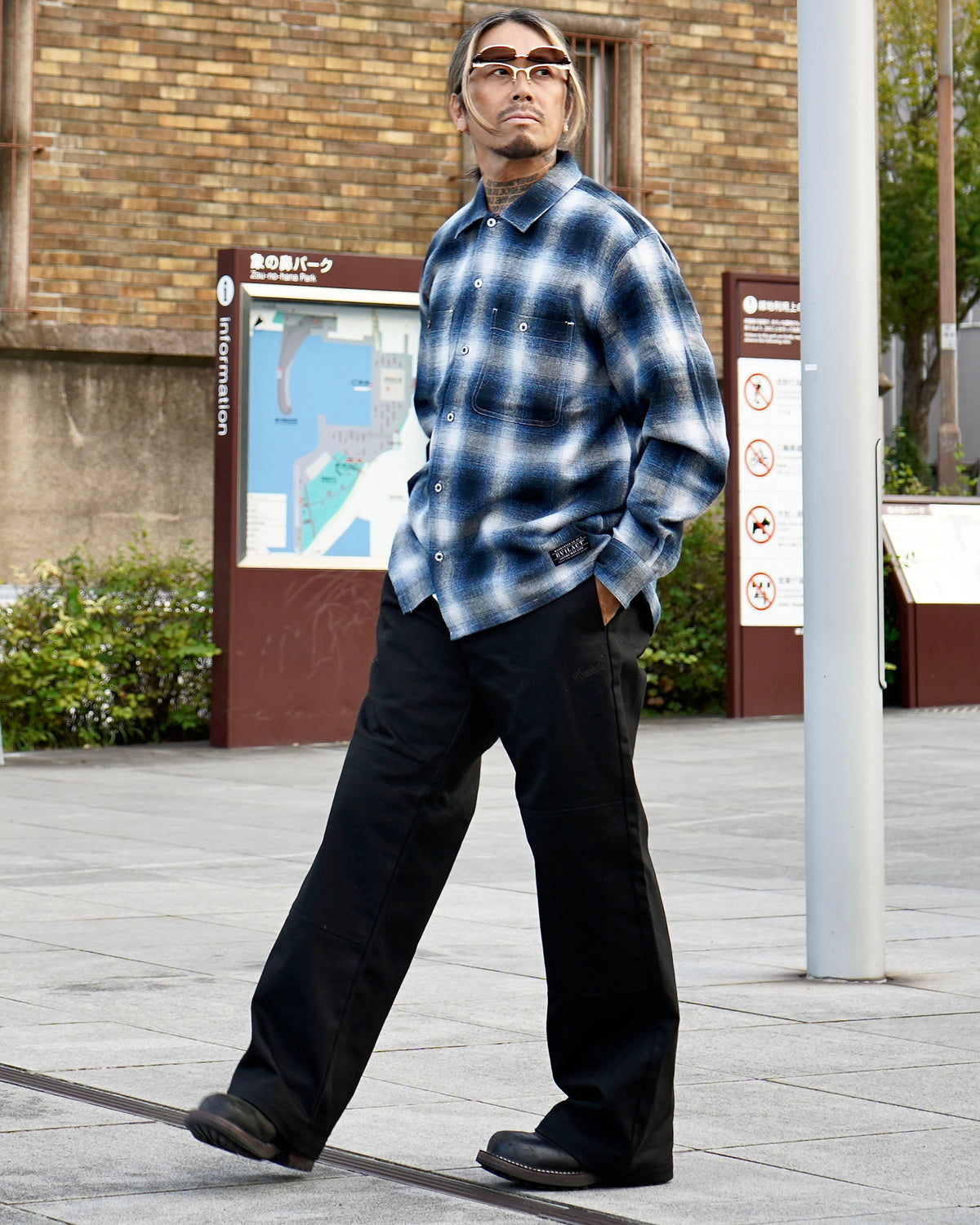 EVILACT DOUBLE KNEE CHINOS black