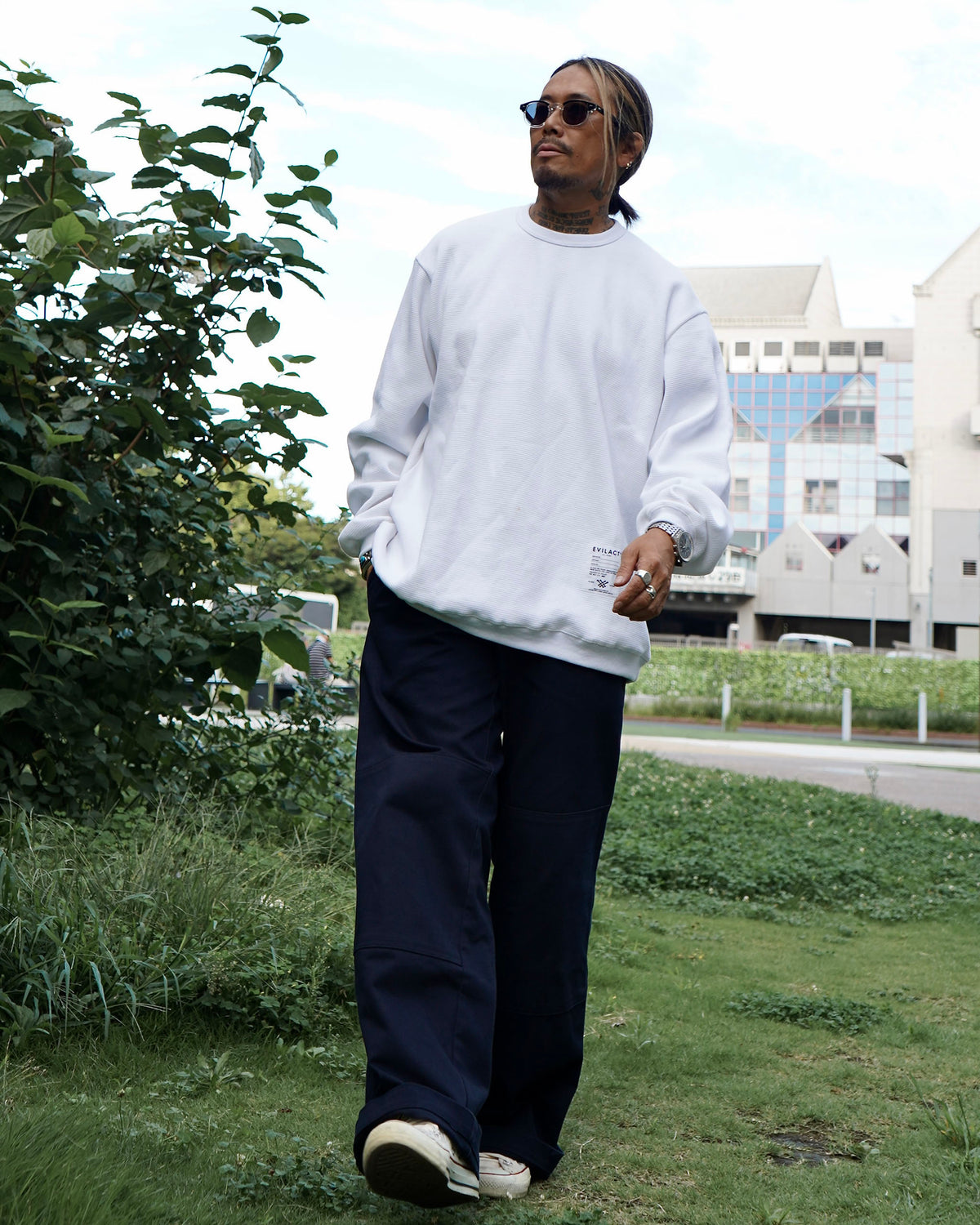 EVILACT DOUBLE KNEE CHINOS navy