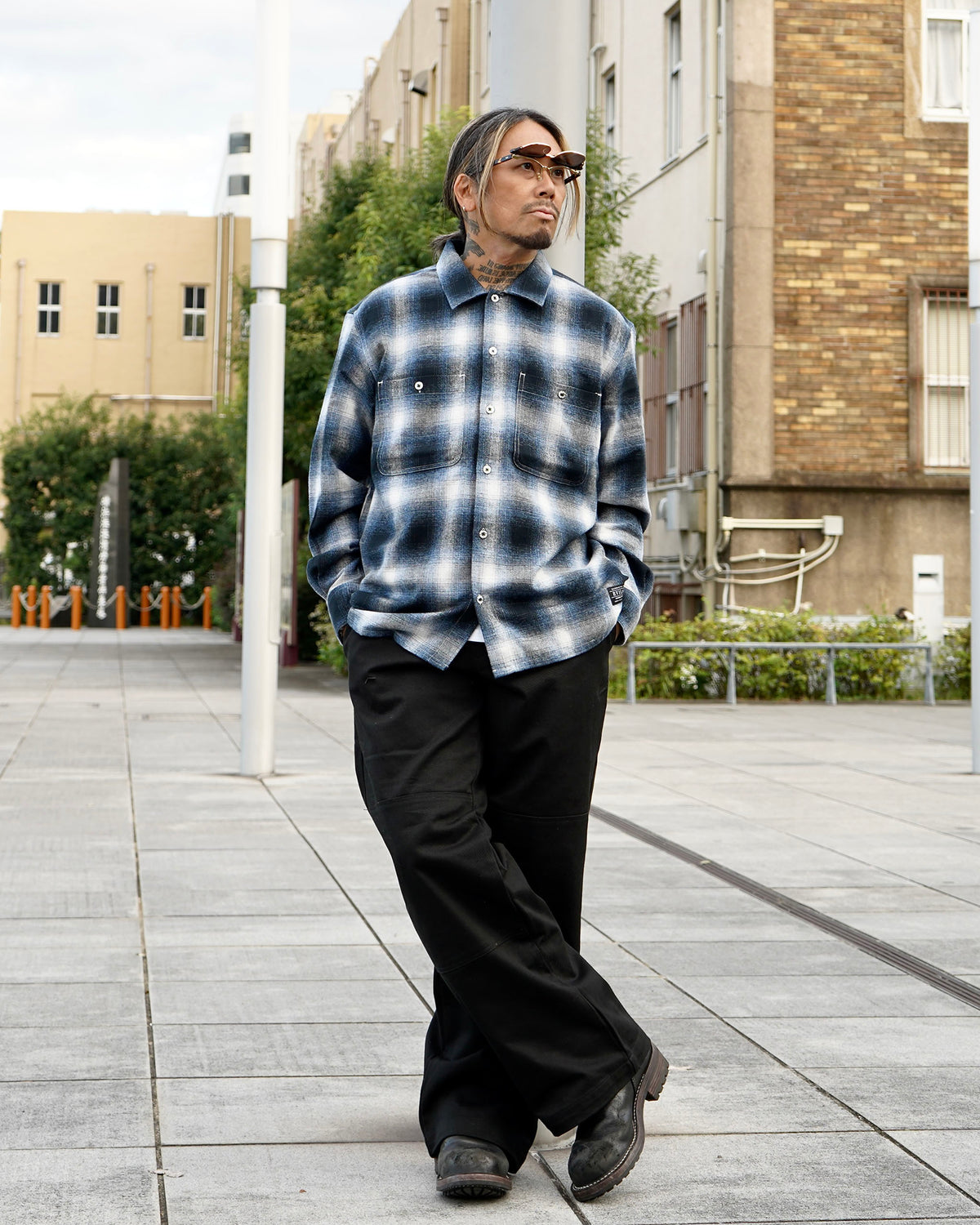 EVILACT OMBLE CHECK LS navy