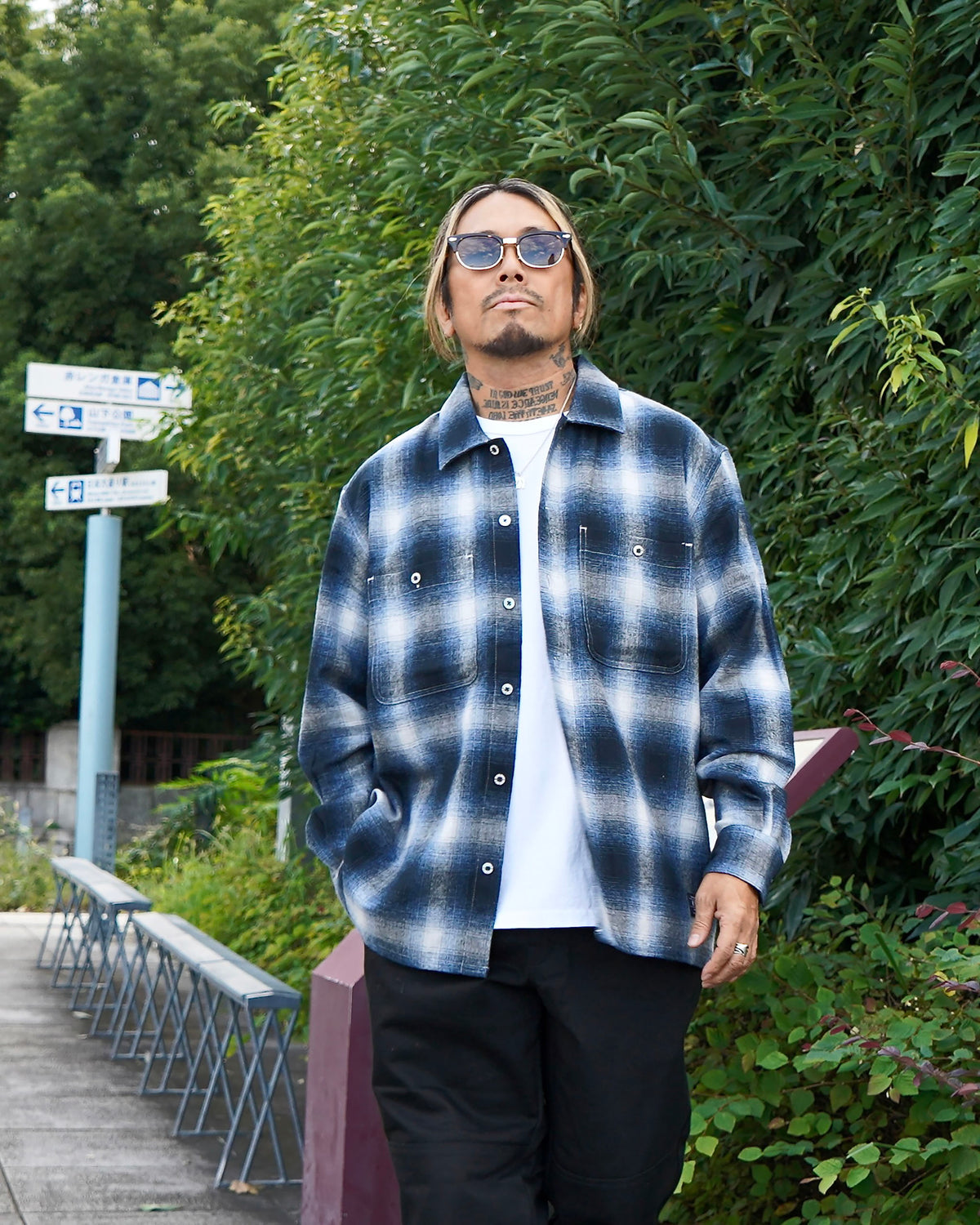 EVILACT OMBLE CHECK LS navy