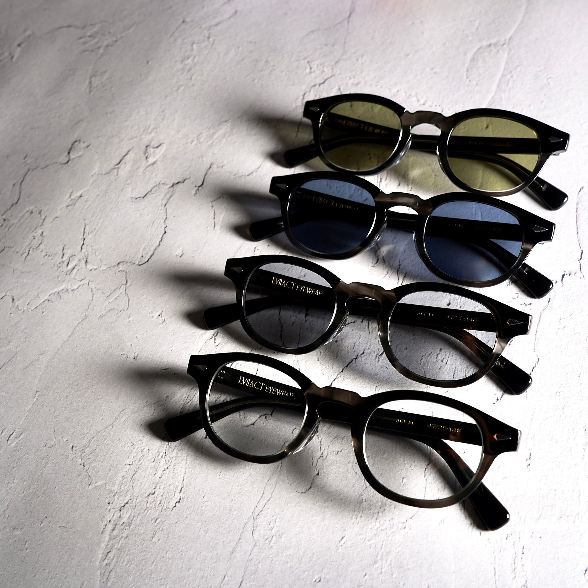 ACE BR black x black marble / blue lens | EVILACT (イーブルアクト