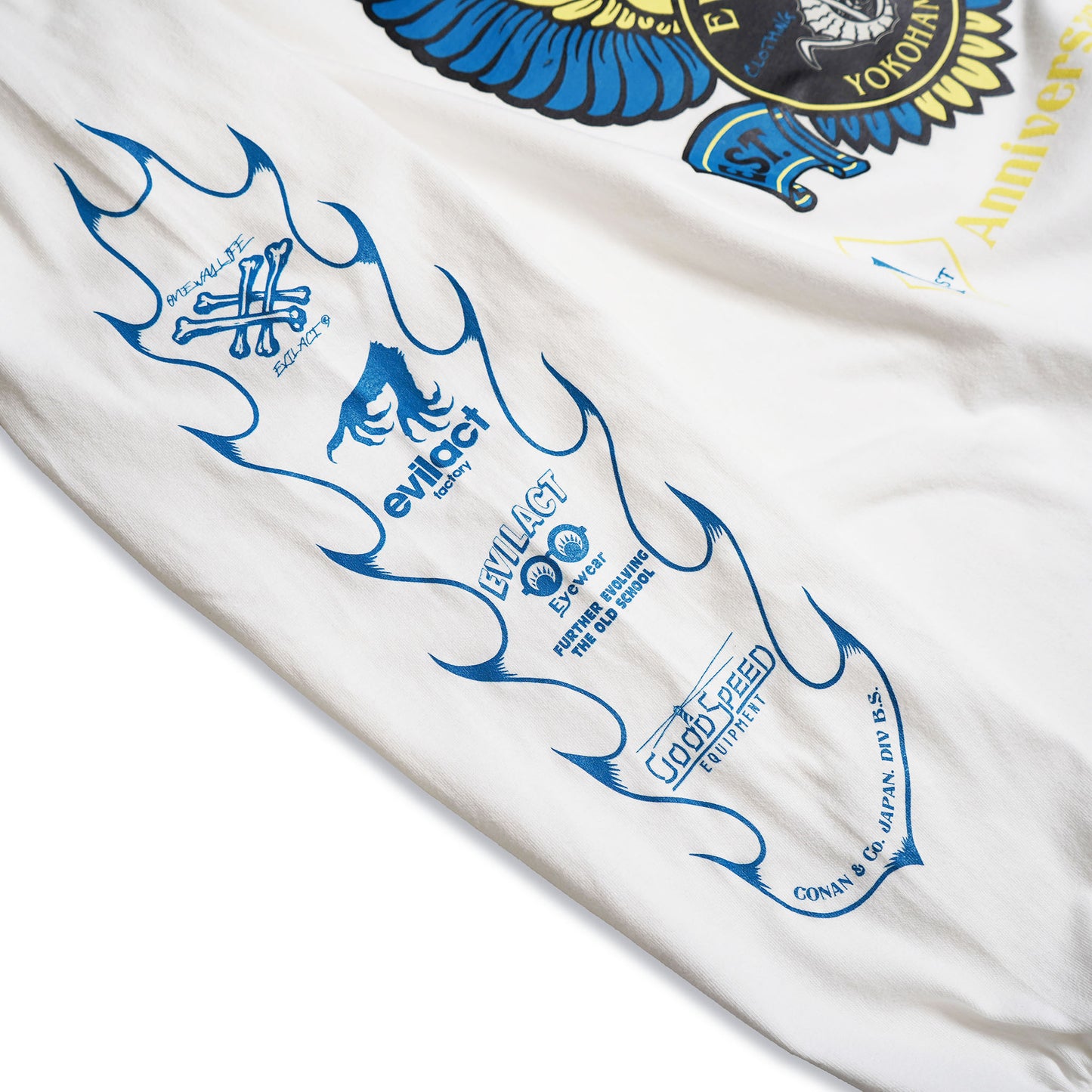 EVILACT YOKOHAMA 1st Anniv. T's L/S white x blue