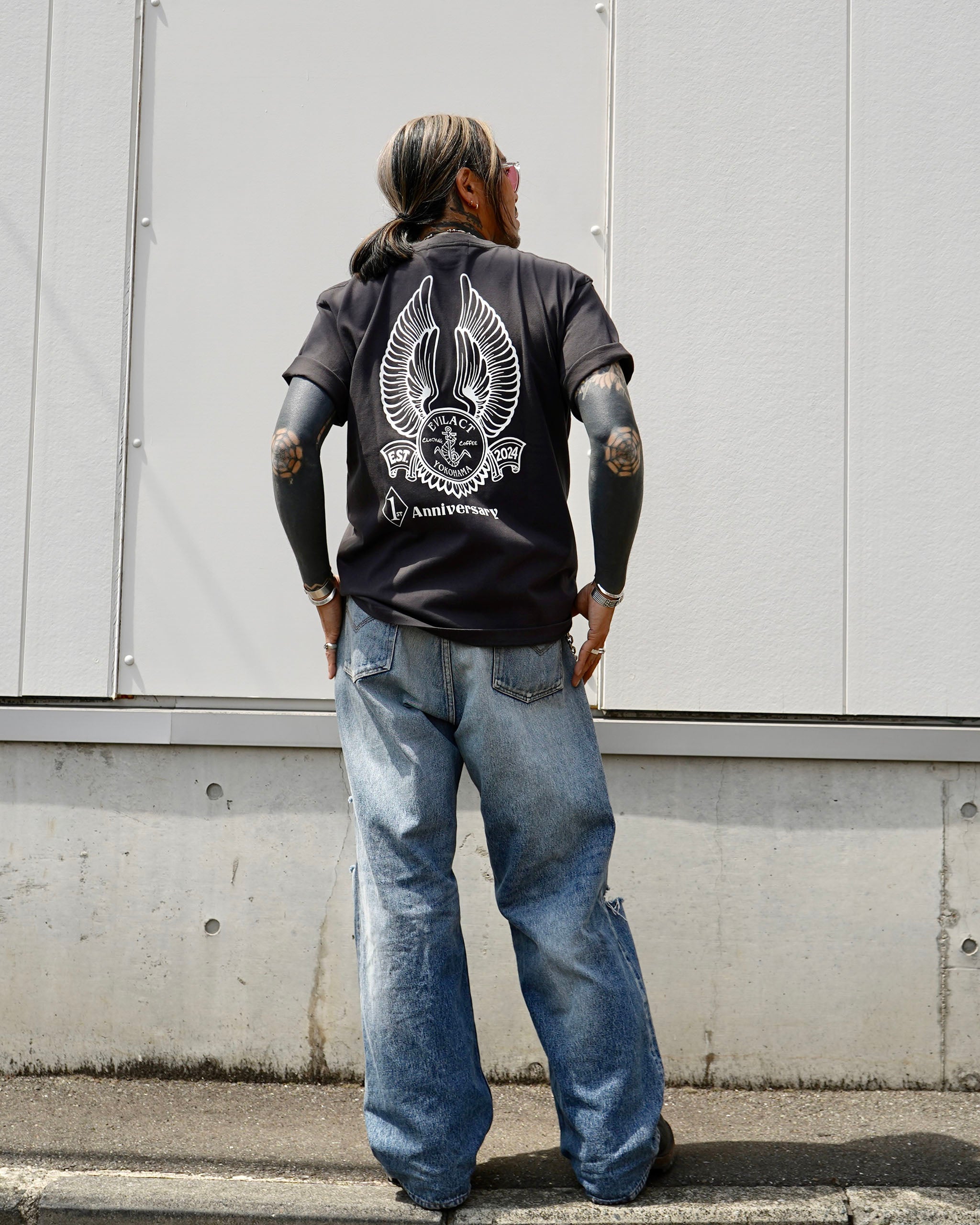 EVILACT YOKOHAMA 1st Anniv. T's L/S black x blue | EVILACT